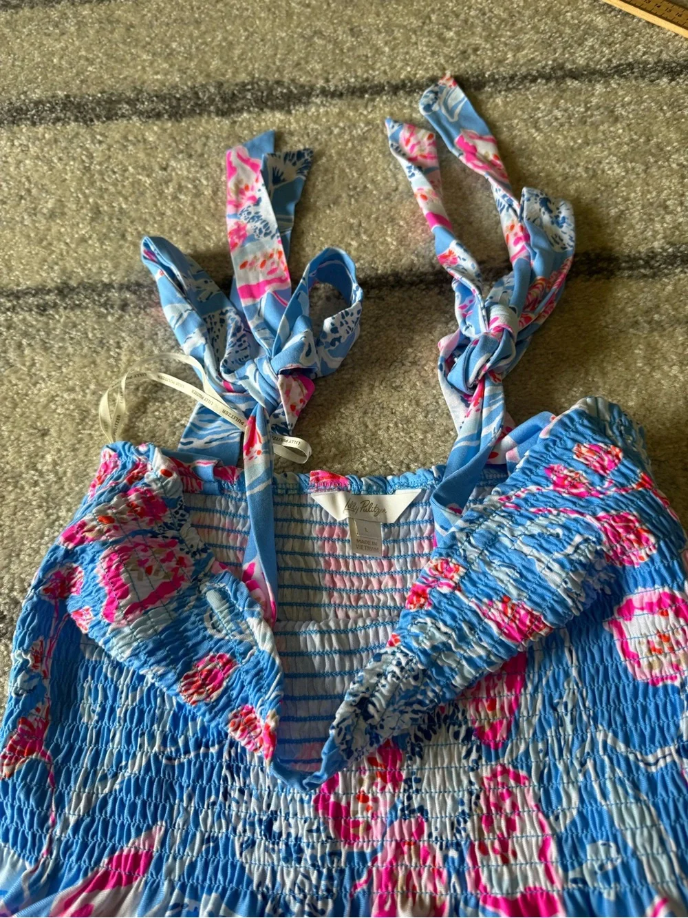 Lilly Pulitzer Blue Floral Maxi Dress with Pink Accents - Picture 7 of 9